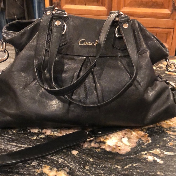 COACH BLACK LEATHER MADISON MAGGIE BAG - Picture 7 of 7